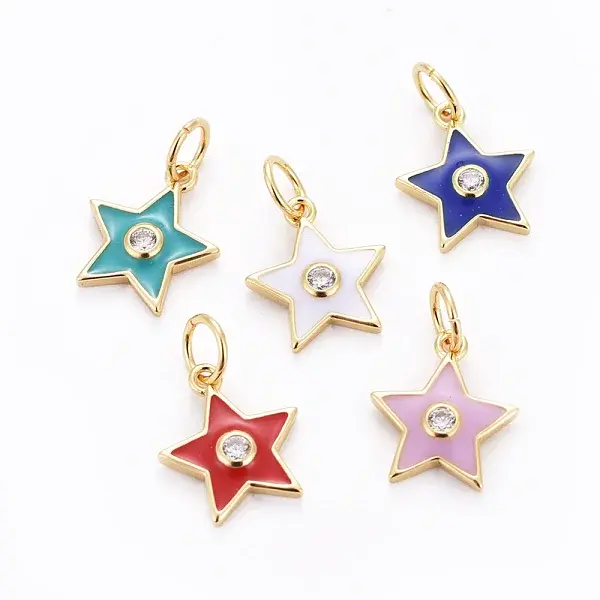 Brass Micro Pave Cubic Zirconia Charms