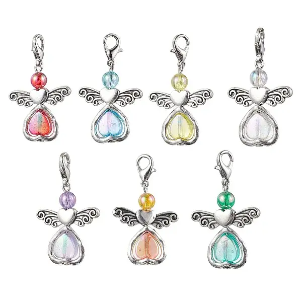 7Pcs 7 Colors Angel Acrylic Pendant Decorations