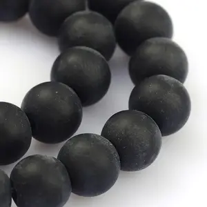 Frosted Glass Round Bead Strands