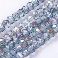Half Plated Faceted Rondelle Electroplate Glass Beads Strands