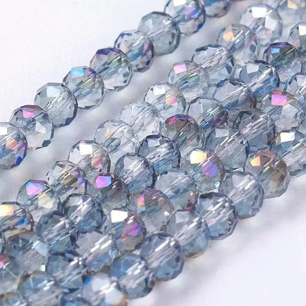 Half Plated Faceted Rondelle Electroplate Glass Beads Strands