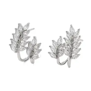 Rack Plating Leaf Brass Stud Earrings