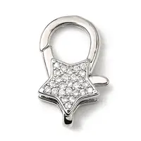 Brass Clear Cubic Zirconia Lobster Claw Clasps