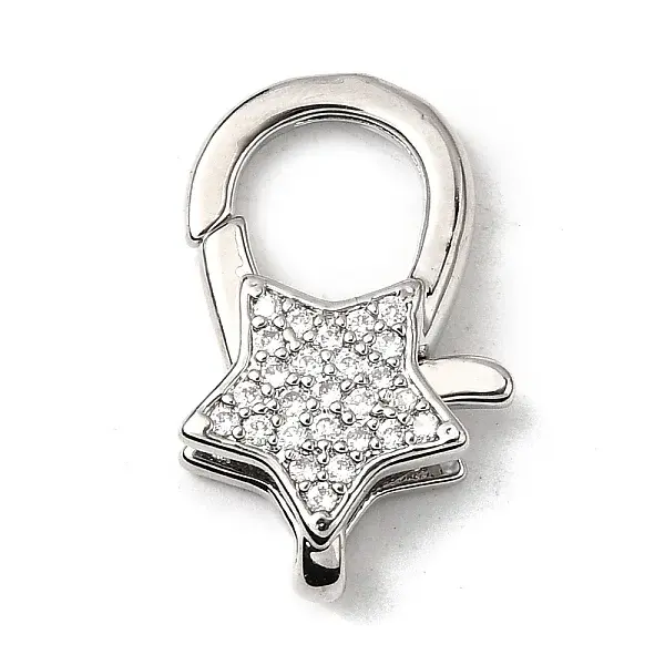 Brass Clear Cubic Zirconia Lobster Claw Clasps