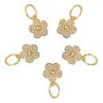 5Pcs Brass Micro Pave Clear Cubic Zirconia Charms