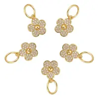 5Pcs Brass Micro Pave Clear Cubic Zirconia Charms