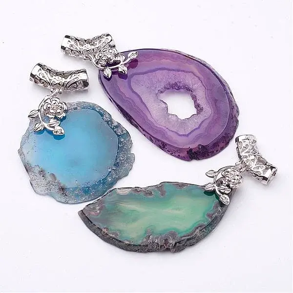 Natural Agate Slices Pendants