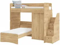Patrová postel se skříní a schůdky cody modular - dub
