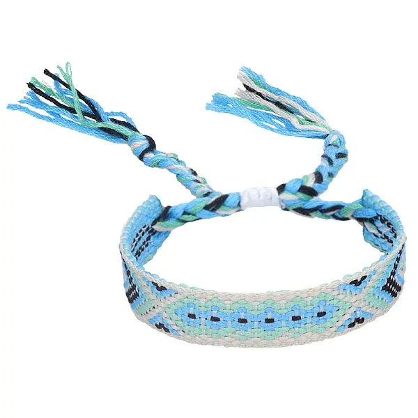 Polyester-cotton Braided Rhombus Pattern Cord Bracelet