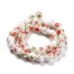 Handmade Flower Printed Porcelain Ceramic Beads Strands