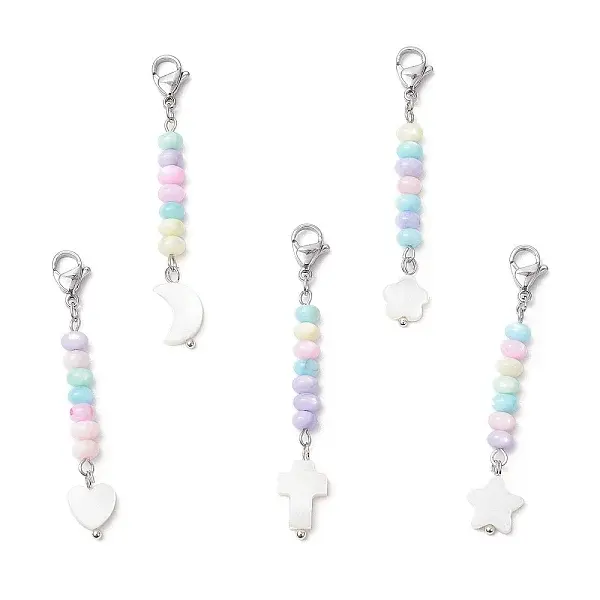 5Pcs Dyed Natural Freshwater Shell Bead Pendant Decoration