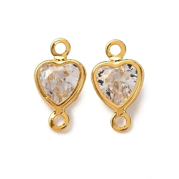 Brass Pave Clear Cubic Zirconia Connector Charms