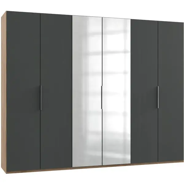 MID.YOU ŠATNÍ SKŘÍŇ S OTOČNÝMI DVEŘMI, barvy grafitu, barvy dubu, 300/236/58 cm