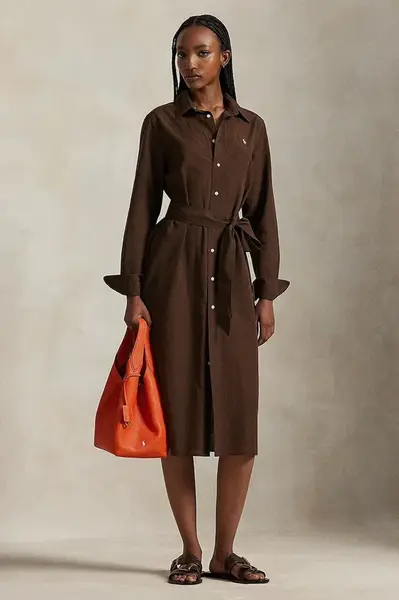 Šaty s příměsí lnu Polo Ralph Lauren