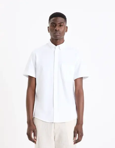 Biela pánska košeľa s krátkym rukávom Celio Barik