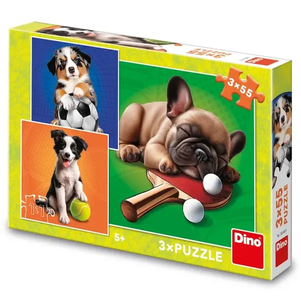 Dino Psí Športovci 3x55 Puzzle