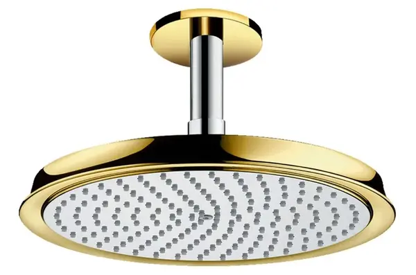 Hansgrohe Raindance Classic - Horná sprcha 240 Air 1jet s prívodom od stropu 10 cm, chróm/vzhľad zlata 27405090
