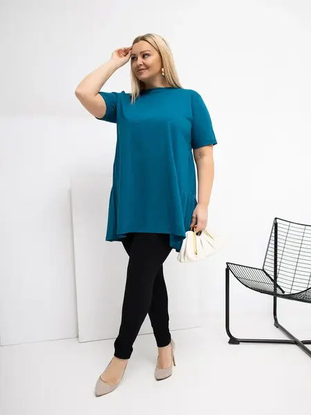 Plus size halenka v modré barvě