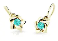 Cutie Jewellery Zlaté detské náušnice C2201-10-X-1 svetlo zelená
