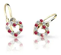 Cutie Jewellery Detské náušnice zo žltého zlata C2157-10-X-1 červená