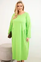 Plus size dámske šaty s dlhými rukávmi