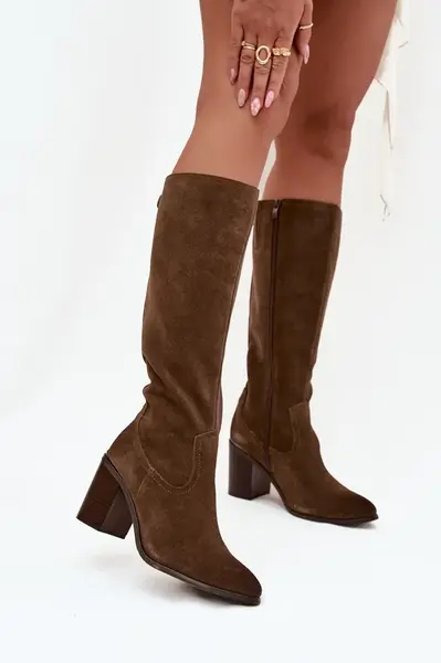 Dámské kozačky z přírodního semiše