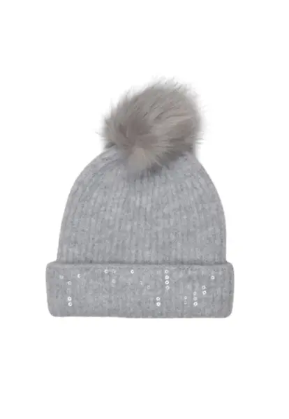Šedá čiapka s brmbolcom