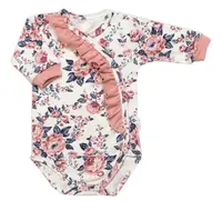 Bavlnená sada 2D, body + polodupačky Ružičky, púdrovo ružová, veľ. 68