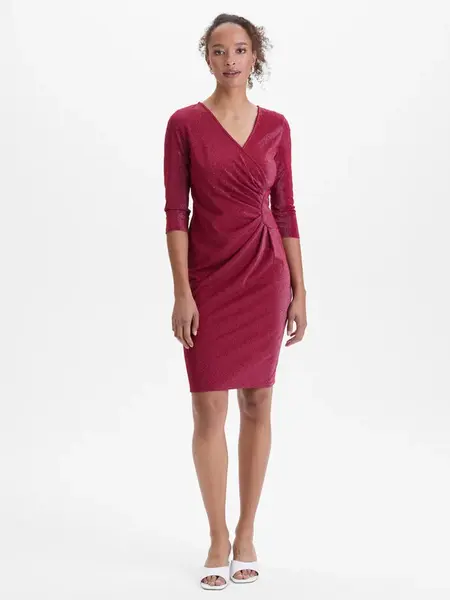 Bordové puzdrové šaty s V-výstrihom