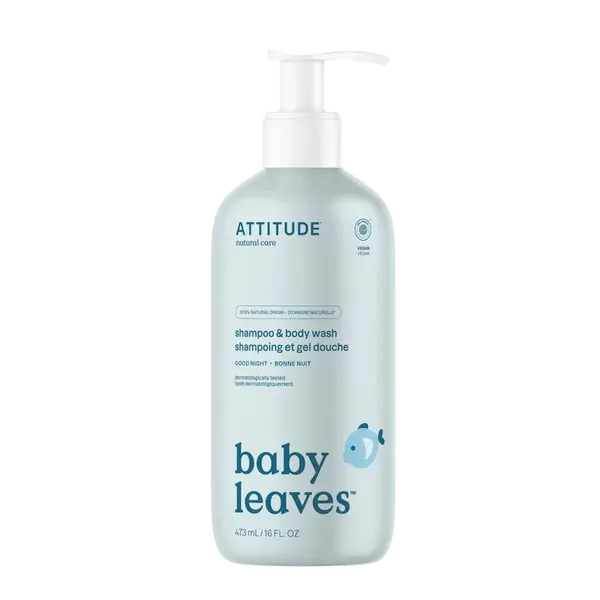 ATTITUDE Dětský šampon a tělové mýdlo (2 v 1) Baby leaves s vůní Good night 473 ml