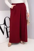 Kesi Włoski Dámské bavlněné kalhoty Plus Size s širokými nohavicemi a volným střihem bordové