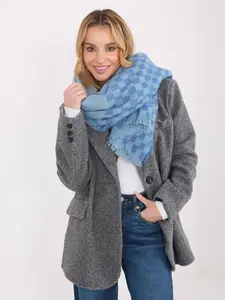 Šála světle modrá s károvaným vzorem