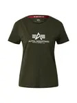 ALPHA INDUSTRIES Tričko  olivová / biela
