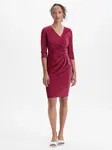 Bordové pouzdrové šaty s V-výstřihem