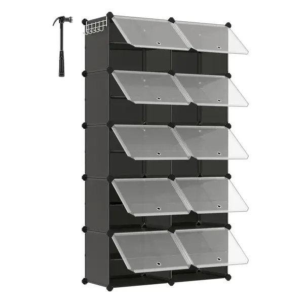 REGÁL NA BOTY, černá, 83/156/32 cm