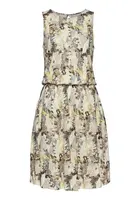 VIVANCE Letné šaty  svetlobéžová / tmavohnedá / limetková / jedľová