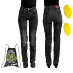 Dámské moto jeansy W-TEC Panimali černá S prodloužená délka