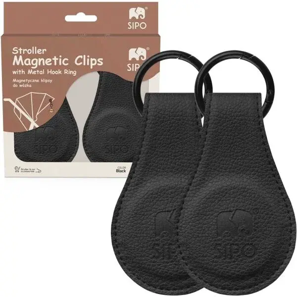 Sipo STROLLER HOOKS 2KS Magnetické klipy na kočárek, černá, velikost