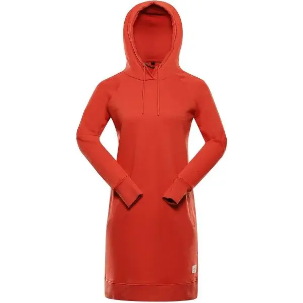 ALPINE PRO OLEBA Dámské mikinové šaty, červená, velikost