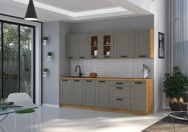 Kuchyňská linka 260 cm Luna 3 - Dub artisan + Clay grey