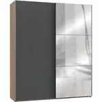 MID.YOU SKŘÍŇ S POSOUVACÍMI DVEŘMI, barvy grafitu, barvy dubu, 200/236/65 cm