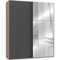 MID.YOU SKŘÍŇ S POSOUVACÍMI DVEŘMI, barvy grafitu, barvy dubu, 200/236/65 cm