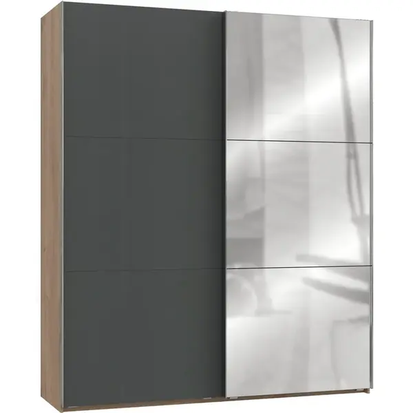 MID.YOU SKŘÍŇ S POSOUVACÍMI DVEŘMI, barvy grafitu, barvy dubu, 200/236/65 cm