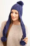 Dámska zimná čiapka s brmbolcami a predĺženými stranami