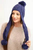 Dámska zimná čiapka s brmbolcami a predĺženými stranami