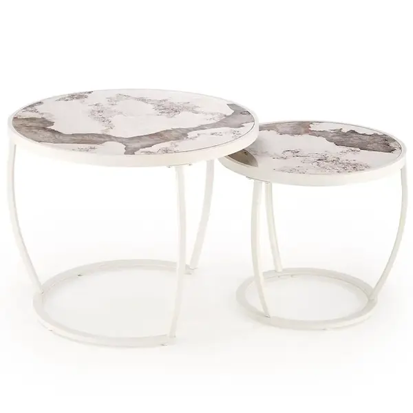 Konferenčný stolík Ines biela mramor/biela
