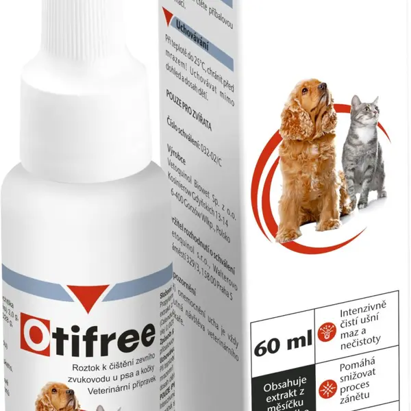 OTIFREE Čistění zevního zvukovodu pes/kočka 60 ml