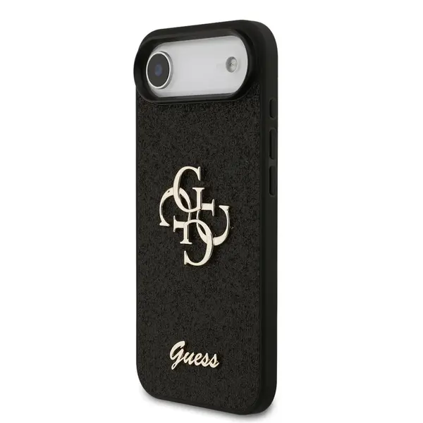 Zadní kryt Guess PU Fixed Glitter 4G Metal Logo pro Apple iPhone Air, černá