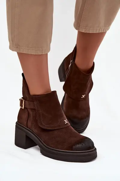 Členkové topánky z prírodného semišu Zazoo