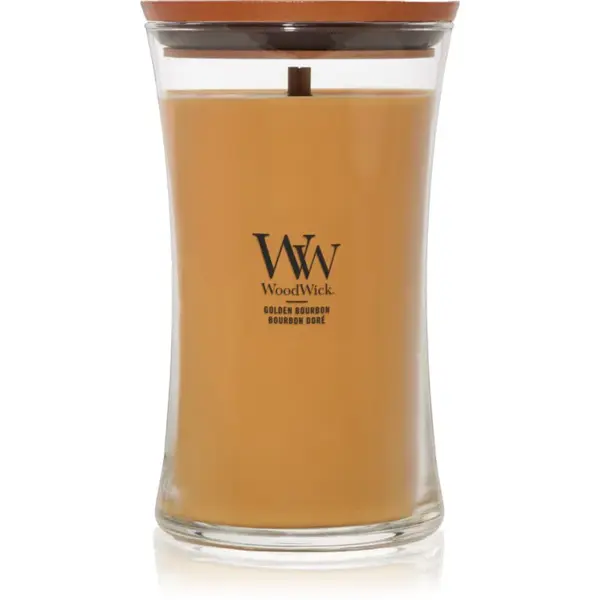 Woodwick Opulent Wood Golden Bourbon vonná svíčka s dřevěným knotem (hearthwick) 609.5 g